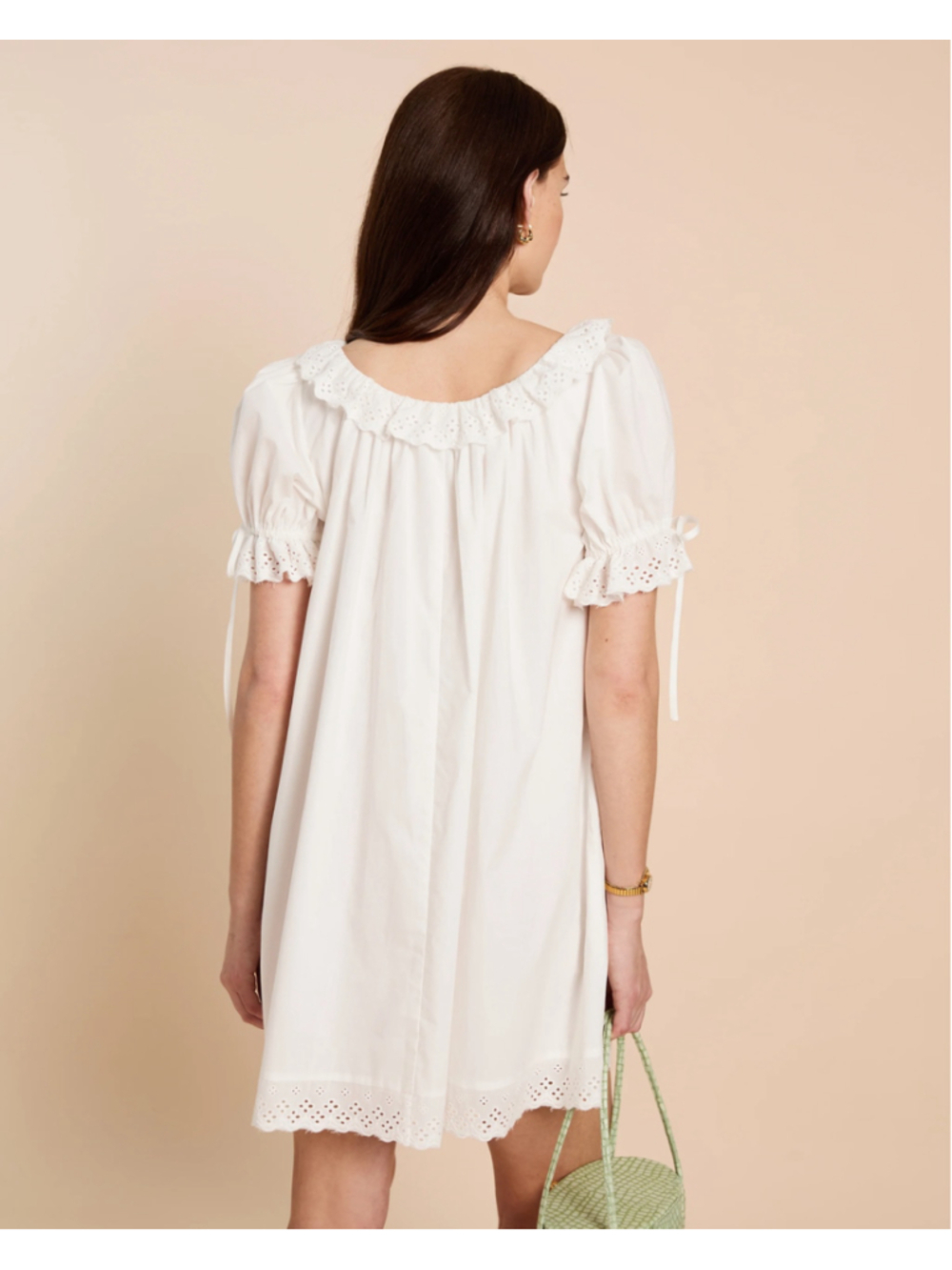 Women's kourt Juliet Cotton Dress White Eyelet Mini Dress Size S - Picture 2 of 9